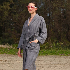 Mush 100% Bamboo Bathrobe for Men / Women (Unisex) S/M,(Pack of 1) (M, Grey)