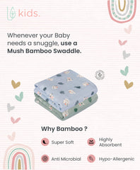 Mush Super Soft 100% Bamboo Swaddle for new born baby | Multipurpose - Baby wrapper for new born products all / Baby Towel / Baby Blanket || Breathable, Thermoregulating, Absorbent Baby Swaddle Wrap for new born baby gifts (3, Rabbit Blue Geo Peach Rabbit