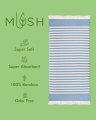 Mush 100% Bamboo Light Weight & Ultra-Compact Turkish Towel Super Soft, Absorbent, Quick Dry,Anti-Odor Bamboo Towel for Bath,Travel,Gym, Swim and Workout (1, Muted Blue)