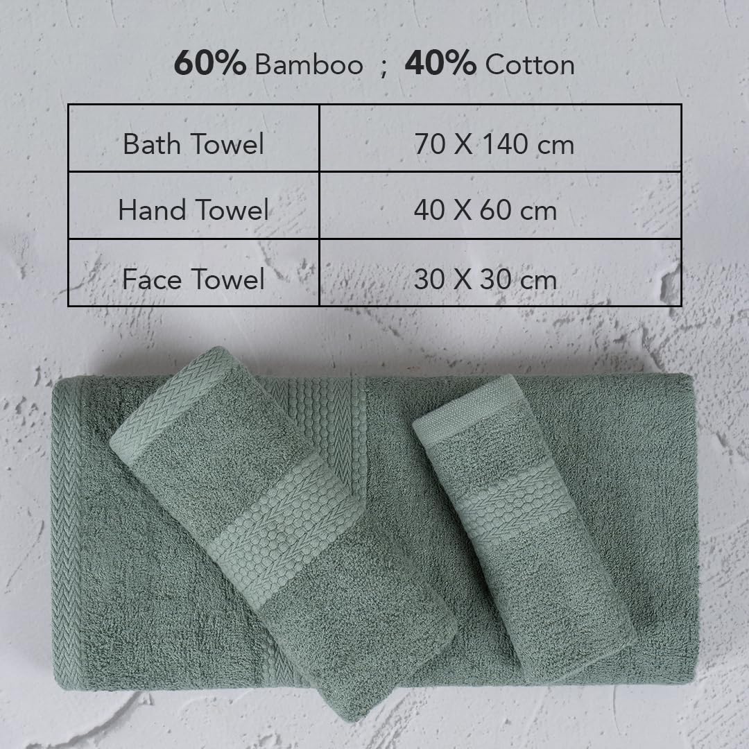BePlush 3 Piece Towels Set | Ultra Soft, Highly Absorbent, Anti Bacterial (Bath Towel, Hand Towel and Face Towel) Perfect as a Diwali/House Warming/Wedding (Gift Box : Olive Green)