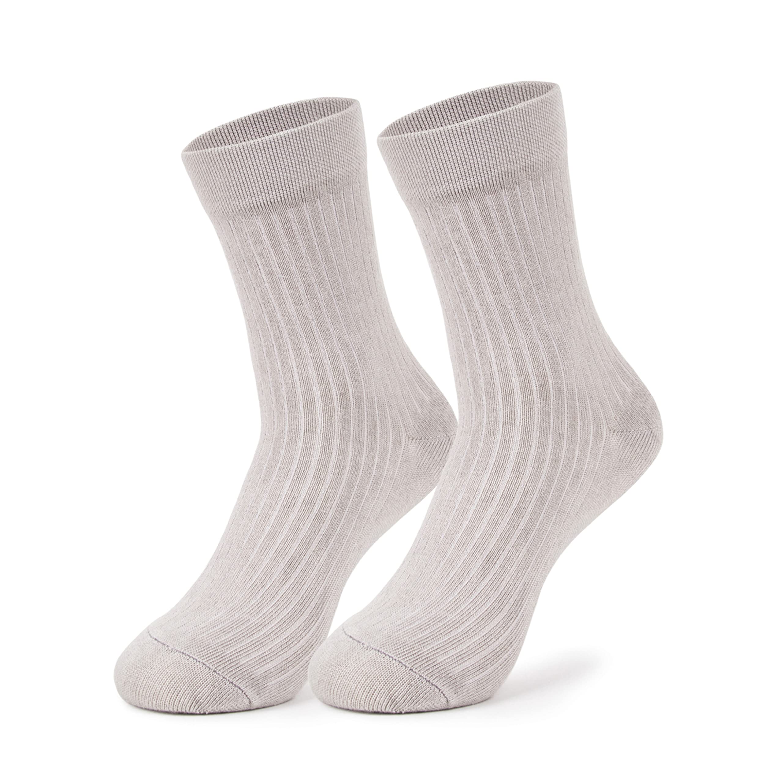 Mush Ultra-Soft, Odorless, Breathable Bamboo Calf Length Formal Socks (Light Grey, 3)