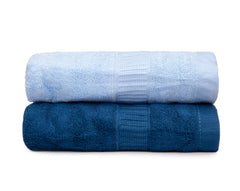 Mush 600 GSM Hand Towel Set of 2- Sky Blue & Navy Blue | 100% Bamboo Hand Towel |Ultra Soft, Absorbent & Quick Dry Towel for Gym, Pool, Travel, Spa and Yoga | 29.5 x 14 Inches