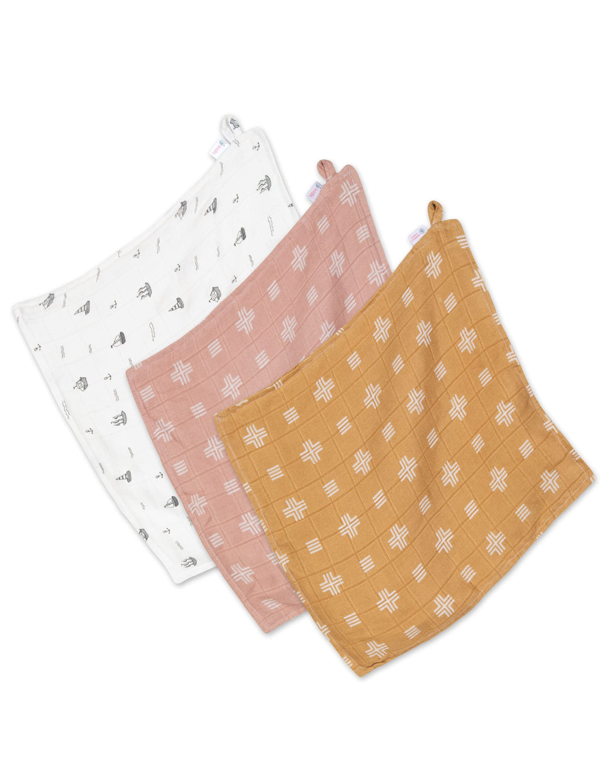 Mush Super Soft 100% Bamboo Washcloth/Reusable Baby Wipes/Baby Towel for New Born || Two-Layered || Absorbent, Anti-Microbial, Sensitive Skin Friendly (3, Sea Grey, Geo Peach, Geo Mustard)