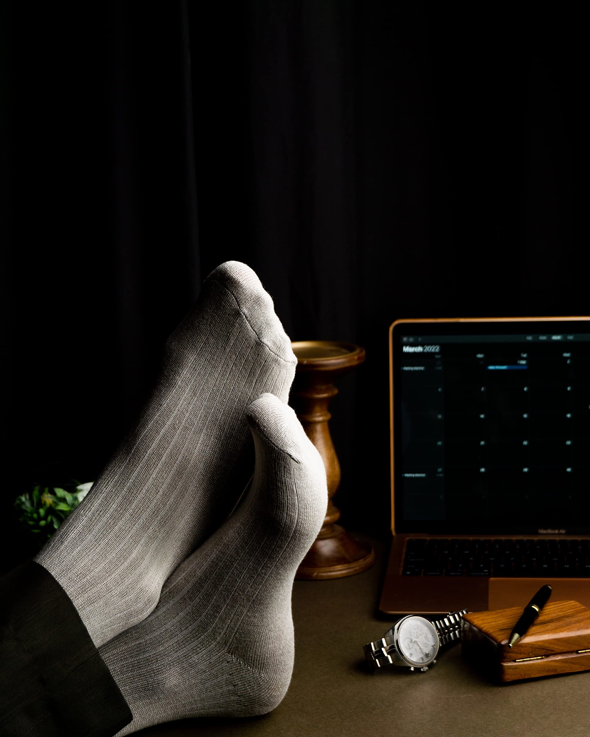Mush Ultra-Soft, Odorless, Breathable Bamboo Calf Length Formal Socks (Light Grey & Dark Grey, 4)