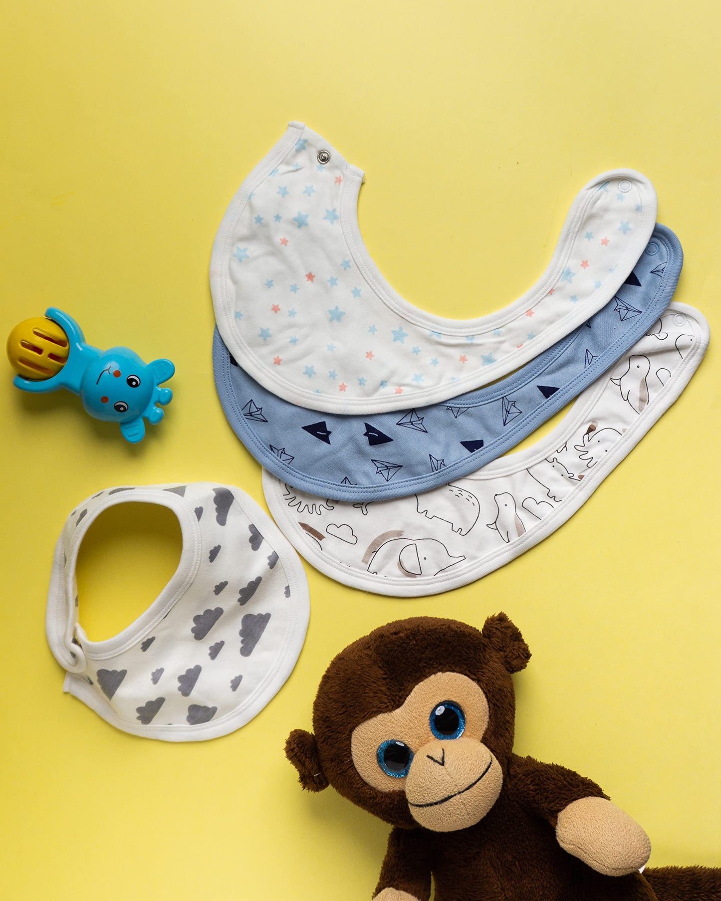 Mush Ultra Soft Bamboo Unisex Bibs Combo Sets for New Born Baby/Kids (Pack of 4)