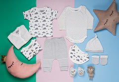 Mush Ultra Soft Bamboo Unisex Fabric Unisex Gift Set for New Born Baby/Kids Pack of 9, (3-6 Month, Daylight)
