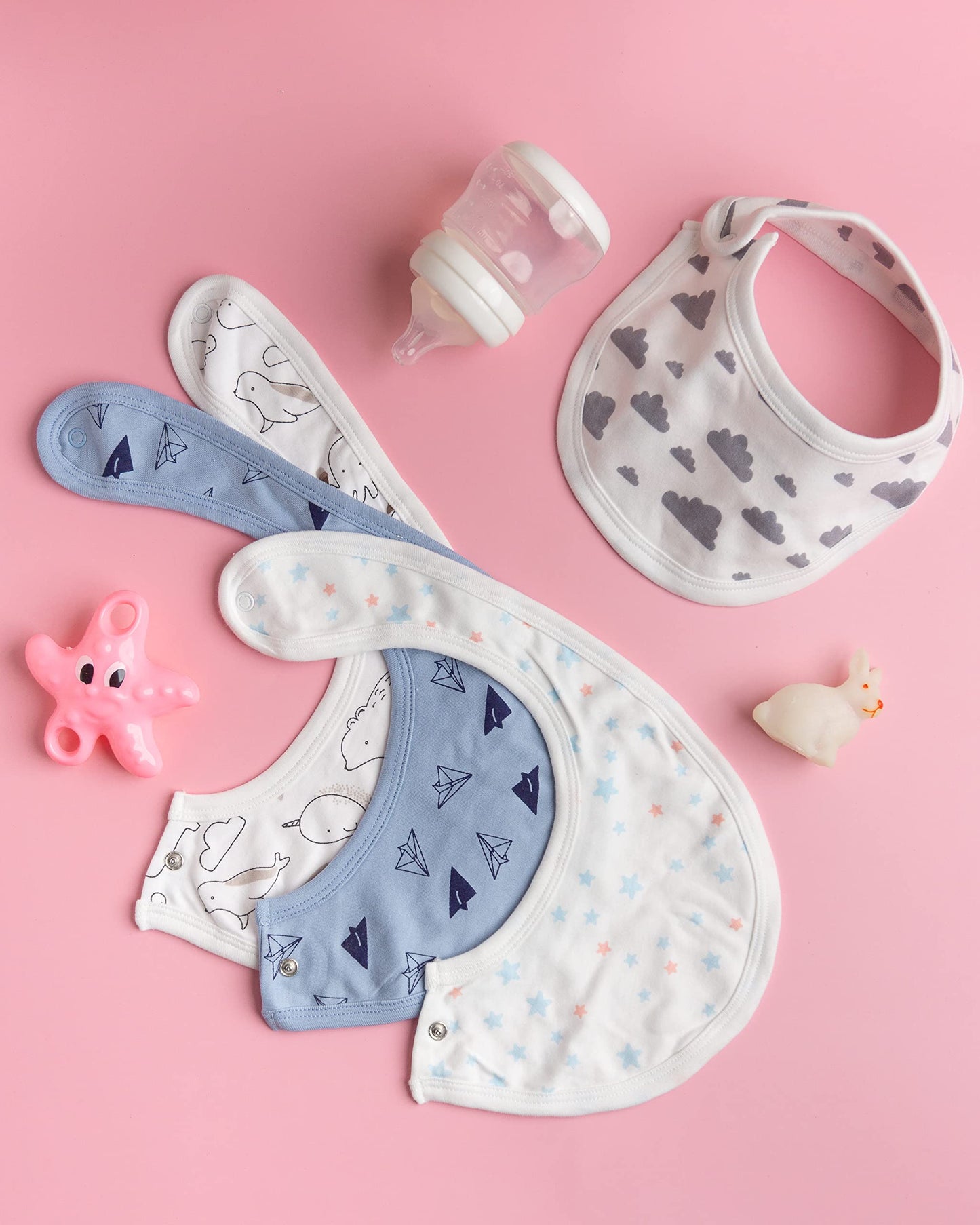 Mush Ultra Soft Bamboo Unisex Bibs Combo Sets for New Born Baby/Kids (Pack of 4)