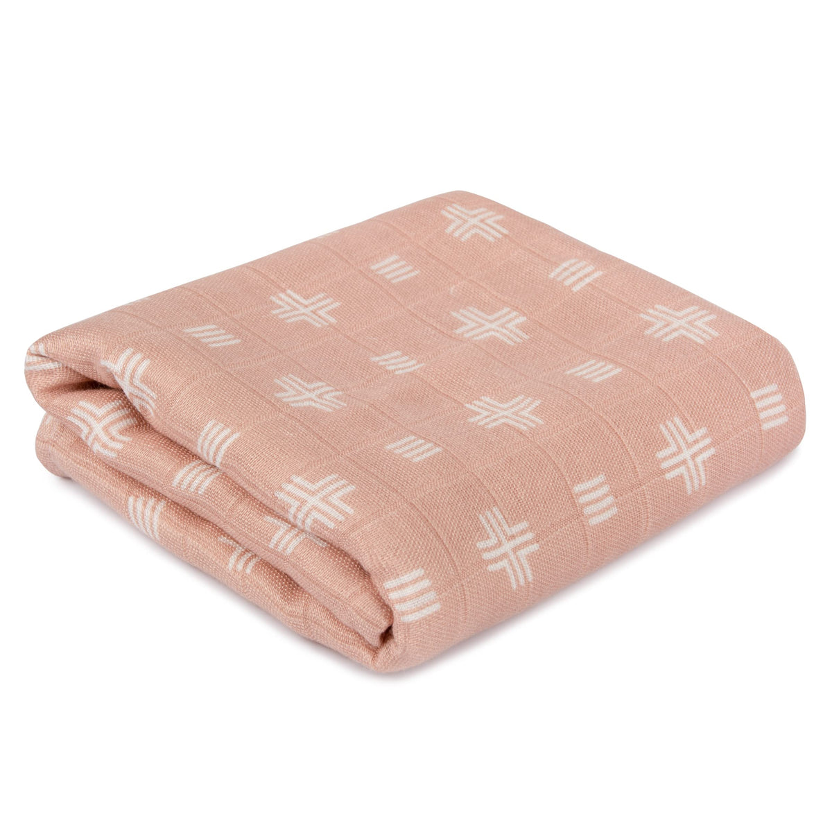 Mush 100% Bamboo Swaddle : Ultra Soft, Breathable, Thermoregulating, Absorbent, Light Weight and Multipurpose Bamboo Wrapper / Baby Bath Towel / Blanket (1, Geo Peach)