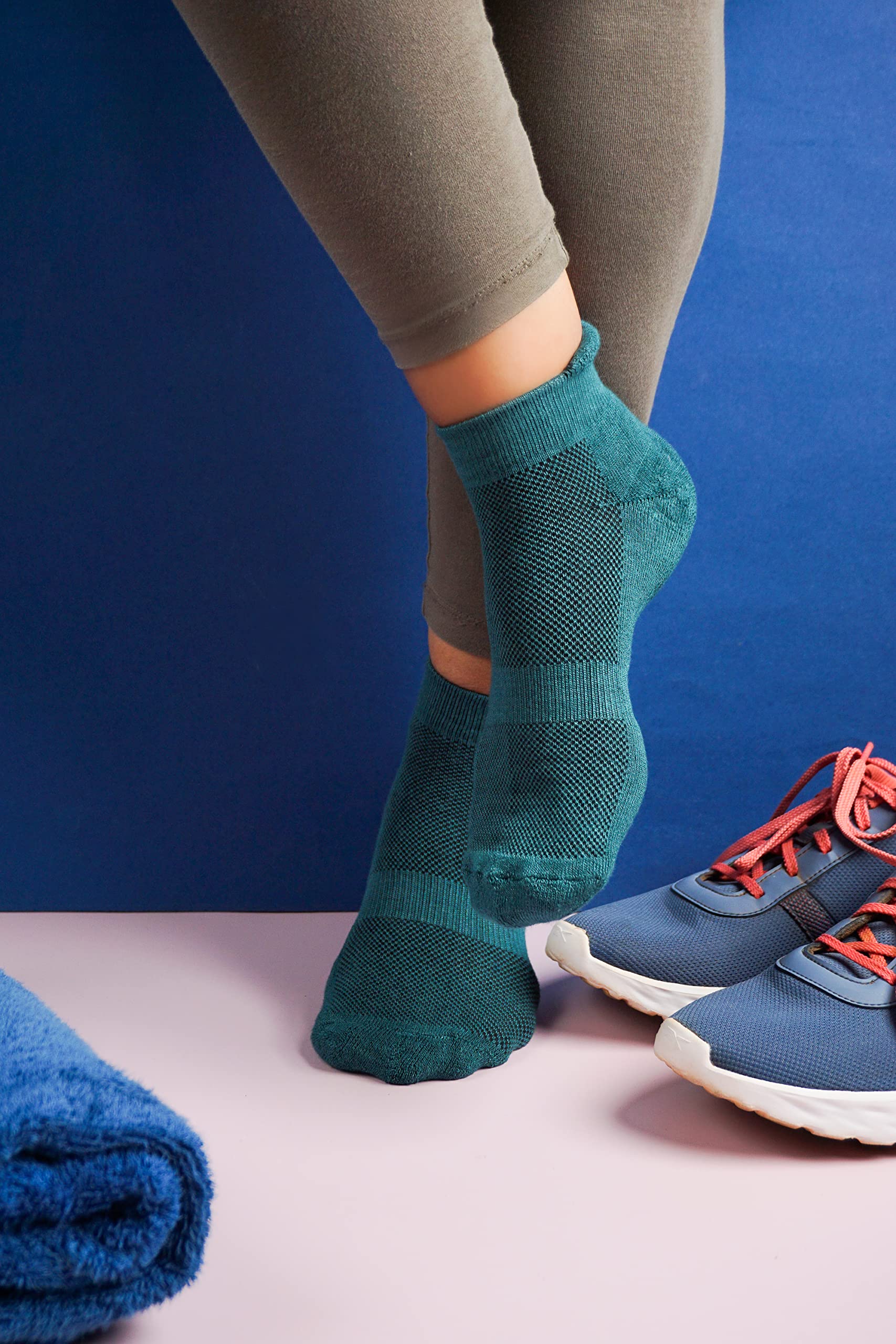 Mush Bamboo Ultra Soft, Anti Odor, Breathable, Anti Blister Ankle Socks for Men & Women for Running, Sports & Gym (Pack of 3) (Aqua Blue,Dark Grey,Charcoal Green)