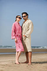 Mush 100% Bamboo Bathrobe for Men / Women (Unisex) S/M,(Pack of 1) (L, Royal Beige)