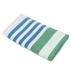 Mush Extra Large Cabana Style Turkish Towel 100% Bamboo - (90 X 160 Cms) - Ideal For Beach, Bath, Pool Etc (Blue & Green, 1, 250 Gsm)