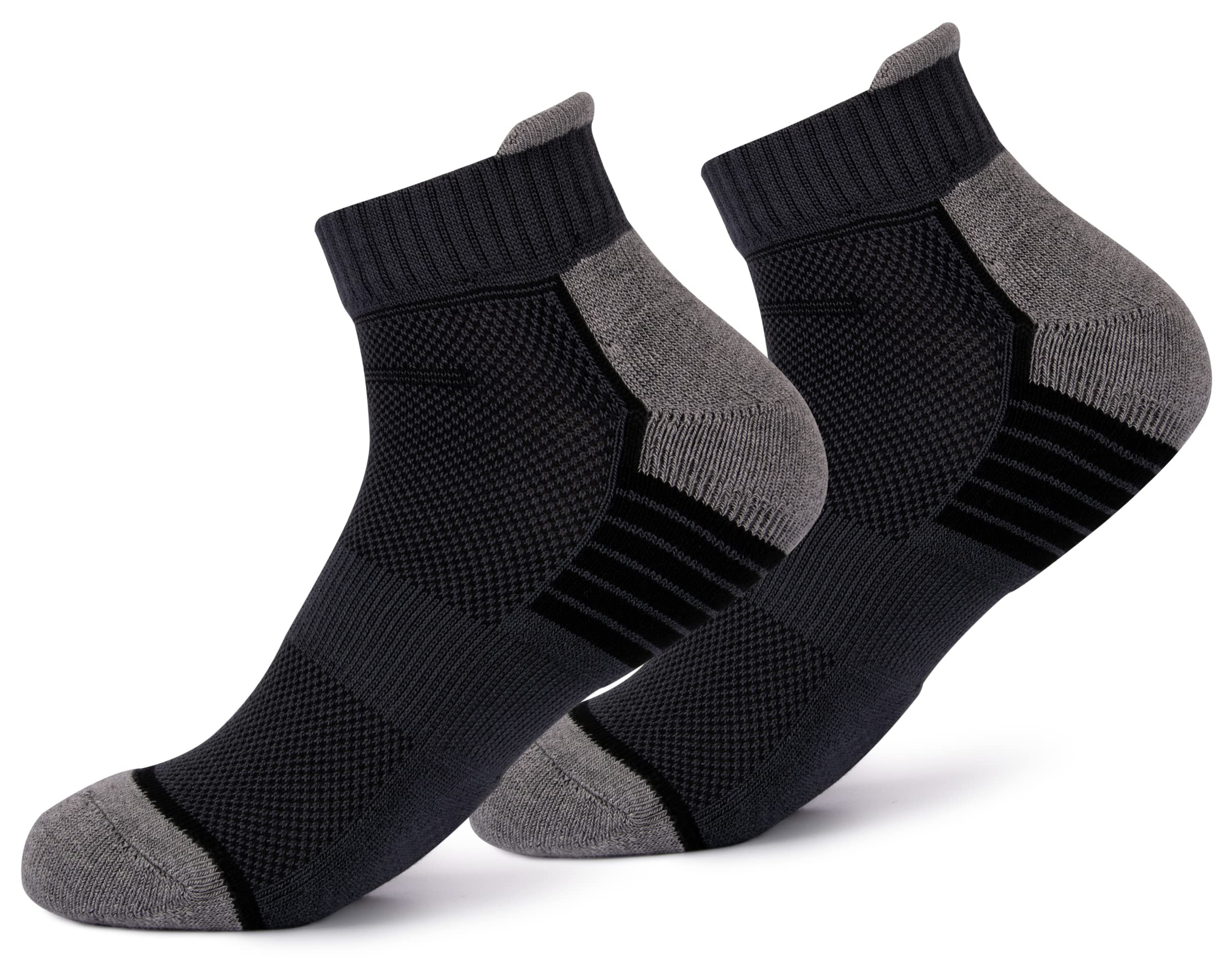Mush Bamboo Performance Socks for Sports & Casual Wear-Ultra Soft, Anti Odor, Breathable Mesh Design Ankle Length (Pack of 3 Grey) UK Size 7-11
