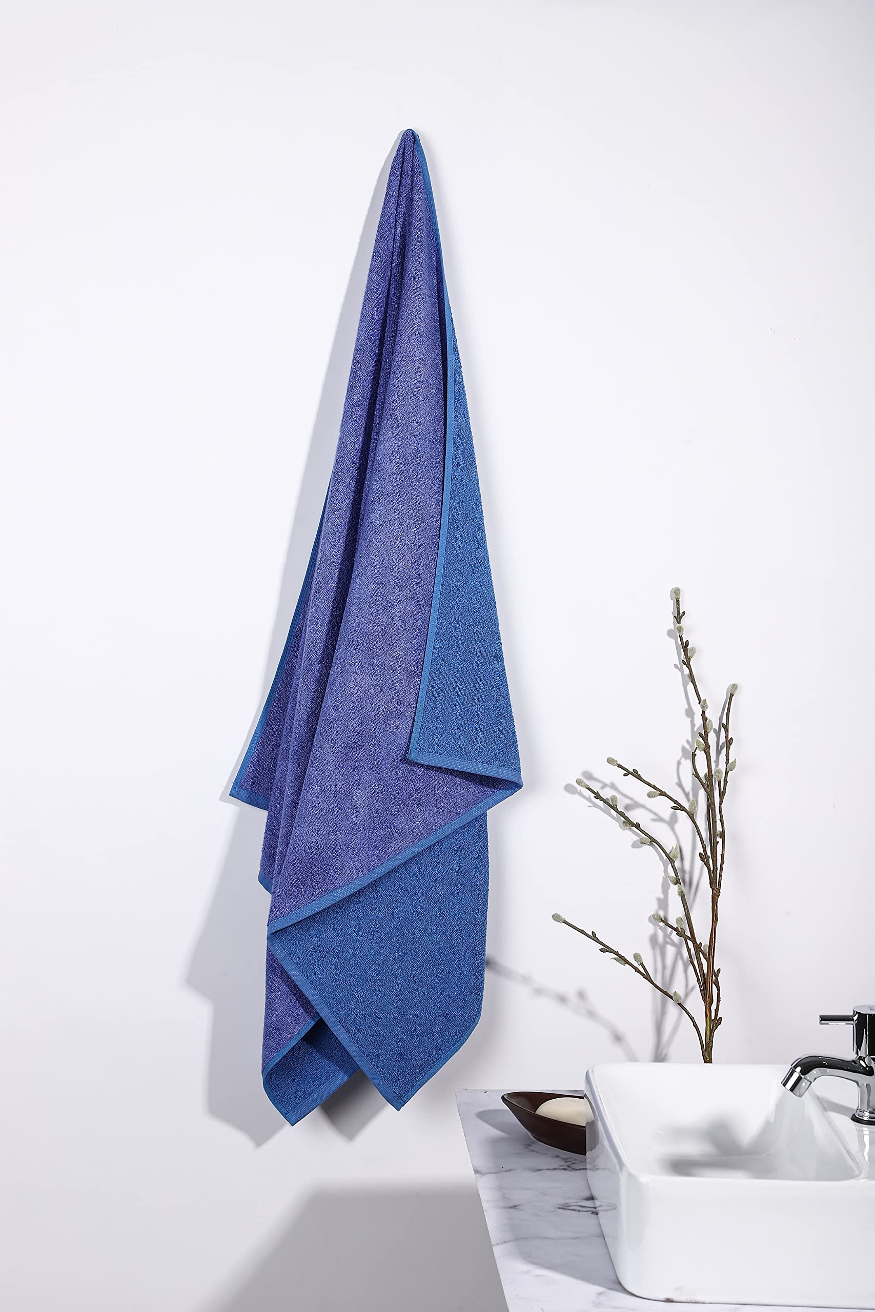 Mush Duo - One Side Soft Bamboo Other Side Rough Cotton - Special Dual Textured Bath Towel for Gentle Cleanse & Exfoliation (2, Ruby Red & Blue Sapphire)
