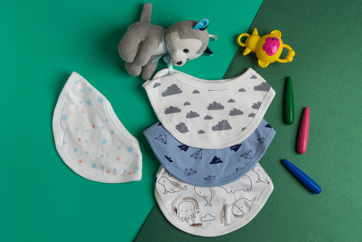 Mush Ultra Soft Bamboo Unisex Bibs Combo Sets for New Born Baby/Kids (Pack of 4)