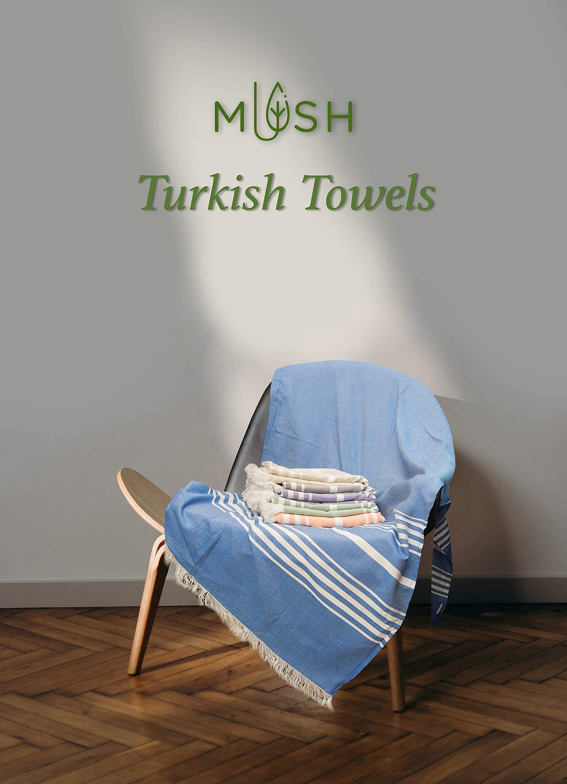 Mush Bamboo-Derived Rayon Towel (Set Of 2, Blue & Lavender, 250 Gsm)