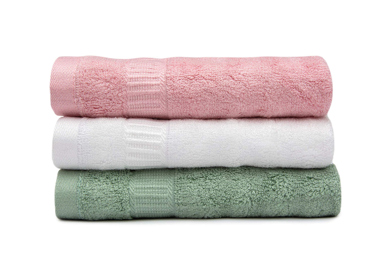 Mush 100% Bamboo Face Towel | Ultra Soft, Absorbent, Quick Dry Towels for Facewash, Gym, Sports, Travel | Suitable for Acne Prone Skin | 13 x 13 Inches | 500 GSM (Pack of 3 - Pink, White & Green)