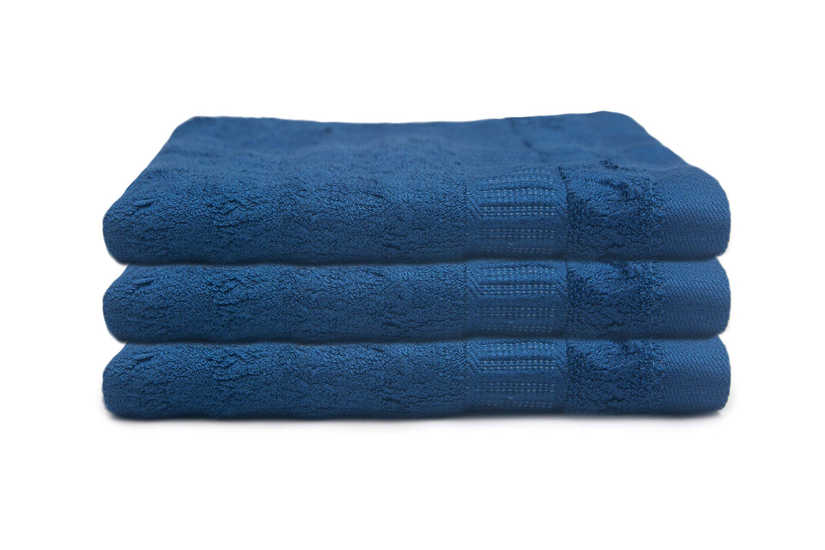 Mush 100% Bamboo Face Towel | Ultra Soft, Absorbent, & Quick Dry Towels for Facewash, Gym, Travel | Suitable for Sensitive/Acne Prone Skin | 13 x 13 Inches | 500 GSM Pack of 3 (Navy Blue)