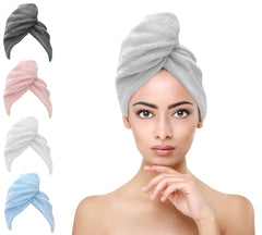 Mush Bamboo Ultra Soft & Absorbent Hair Wrap Towel (Light Grey,1) 500 GSM