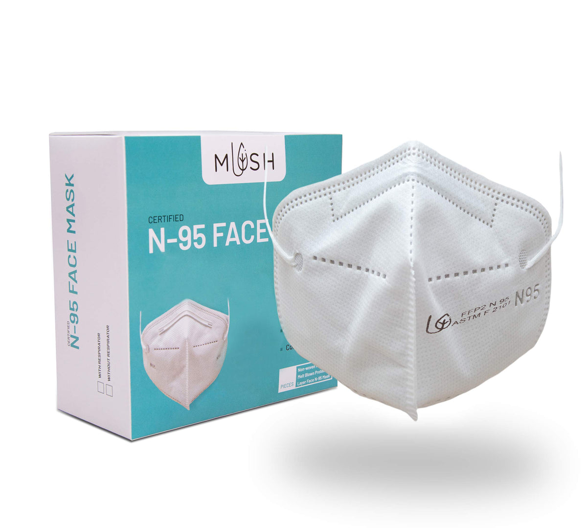 Mush Non-Woven Fabric Reuseable N95 Face Mask (White, Without Valve, Pack of 6) for Men & Women - CE, ISO, FDA Certified and NABL, SITRA lab tested
