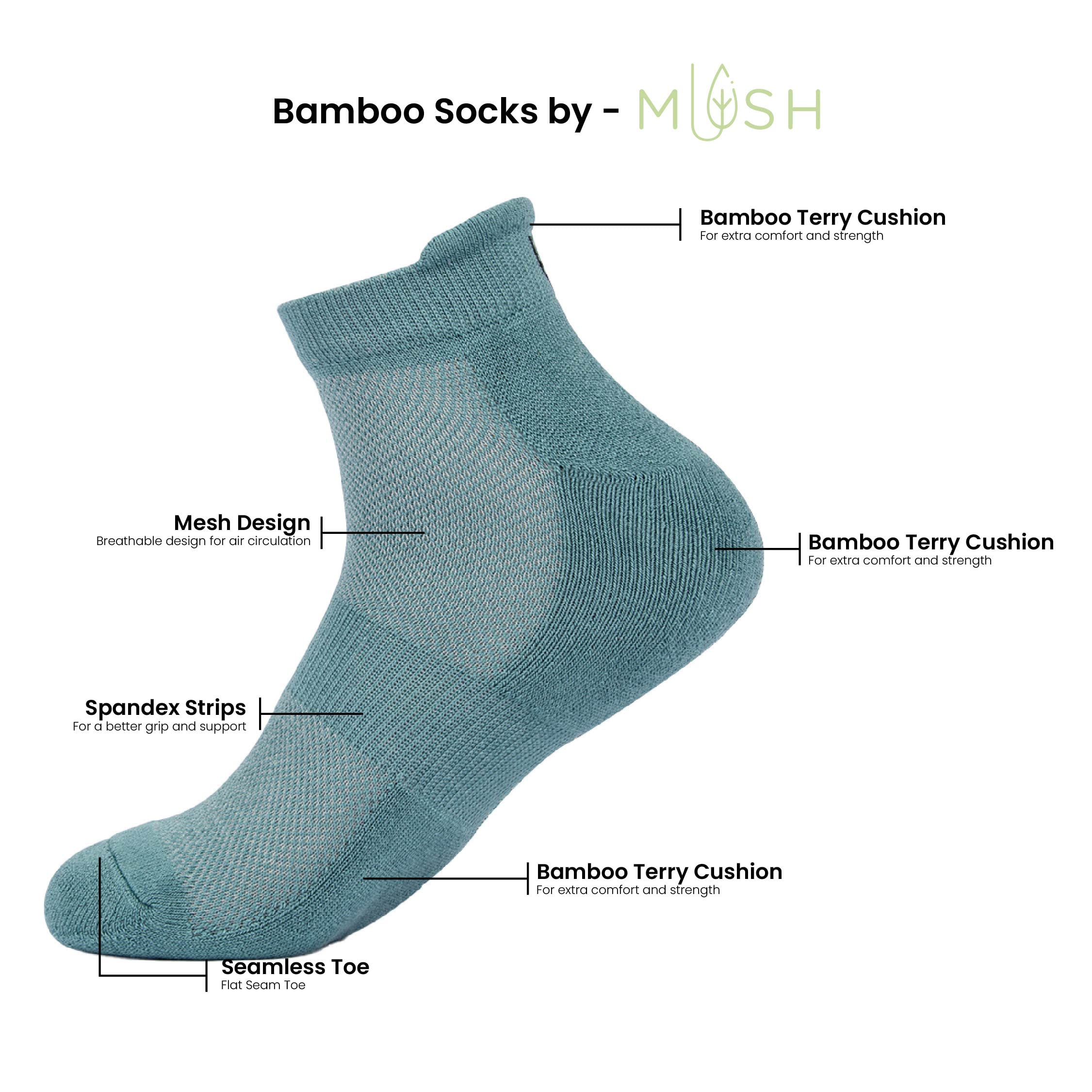 Mush Bamboo Ankle Socks for Women || Ultra Soft, Anti Odor and Anti Blister Design || For Casual Wear, Sports, Running, & Gym use || Free Size Pack of 3
