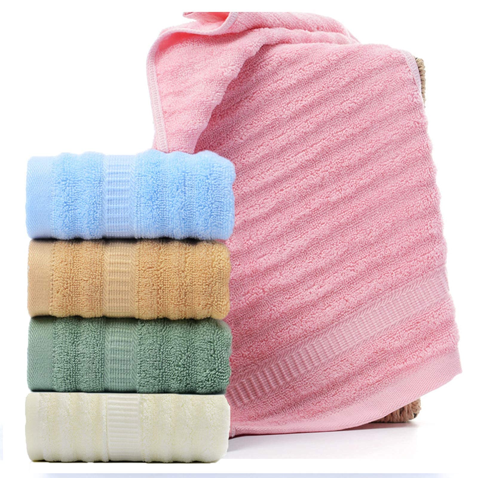Mush Bamboo Hand Towel Set of 2 | 100% Bamboo | Ultra Soft, Absorbent & Quick Dry Towel for Daily use. Gym, Pool, Travel, Sports and Yoga | 75 X 35 cms | 600 GSM (Green & Pink)
