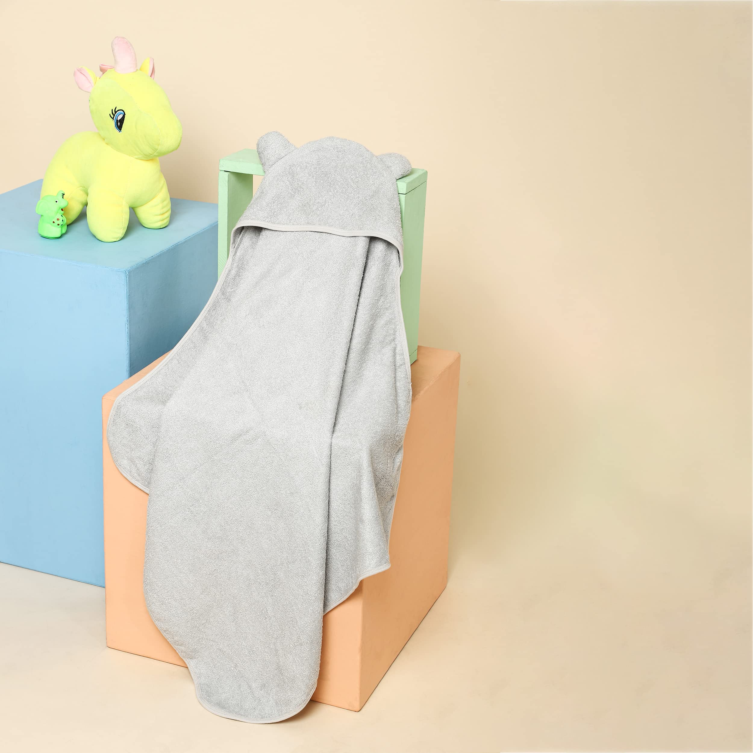 Mush Ultra Soft & Super Absorbent Bamboo Hooded Towel for Kids (1, Light Grey)