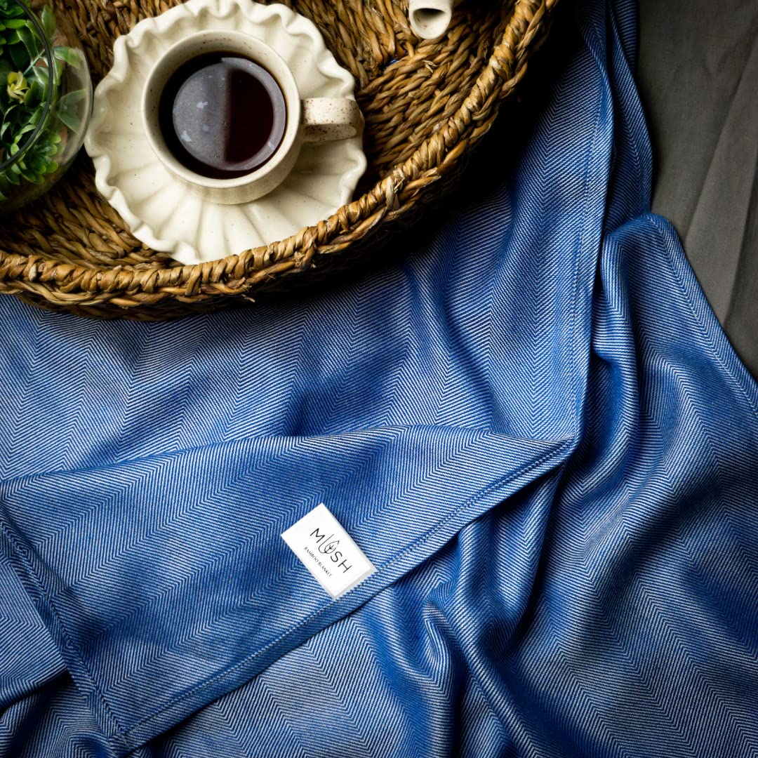 Mush Ultra-Soft, Light Weight & Thermoregulating, All Season 100% Bamboo Blanket (Navy Blue, Large - 5 x 7.5 ft)