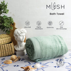 Mush 100% Bamboo 600 GSM Bath Towel |Ultra Soft, Absorbent & Quick Dry Towel for Bath |Towel Set of 8| Solid | Couple Towel Set |Olive Green - Pink, Navy Blue & Sky| 29 x 59 Inches