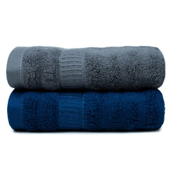 Mush Bamboo Hand Towel Set of 2 | 100% Bamboo | Ultra Soft, Absorbent & Quick Dry Towel for Daily use. Gym, Pool, Travel, Sports and Yoga | 75 X 35 cms | 600 GSM (Navy Blue & Grey)