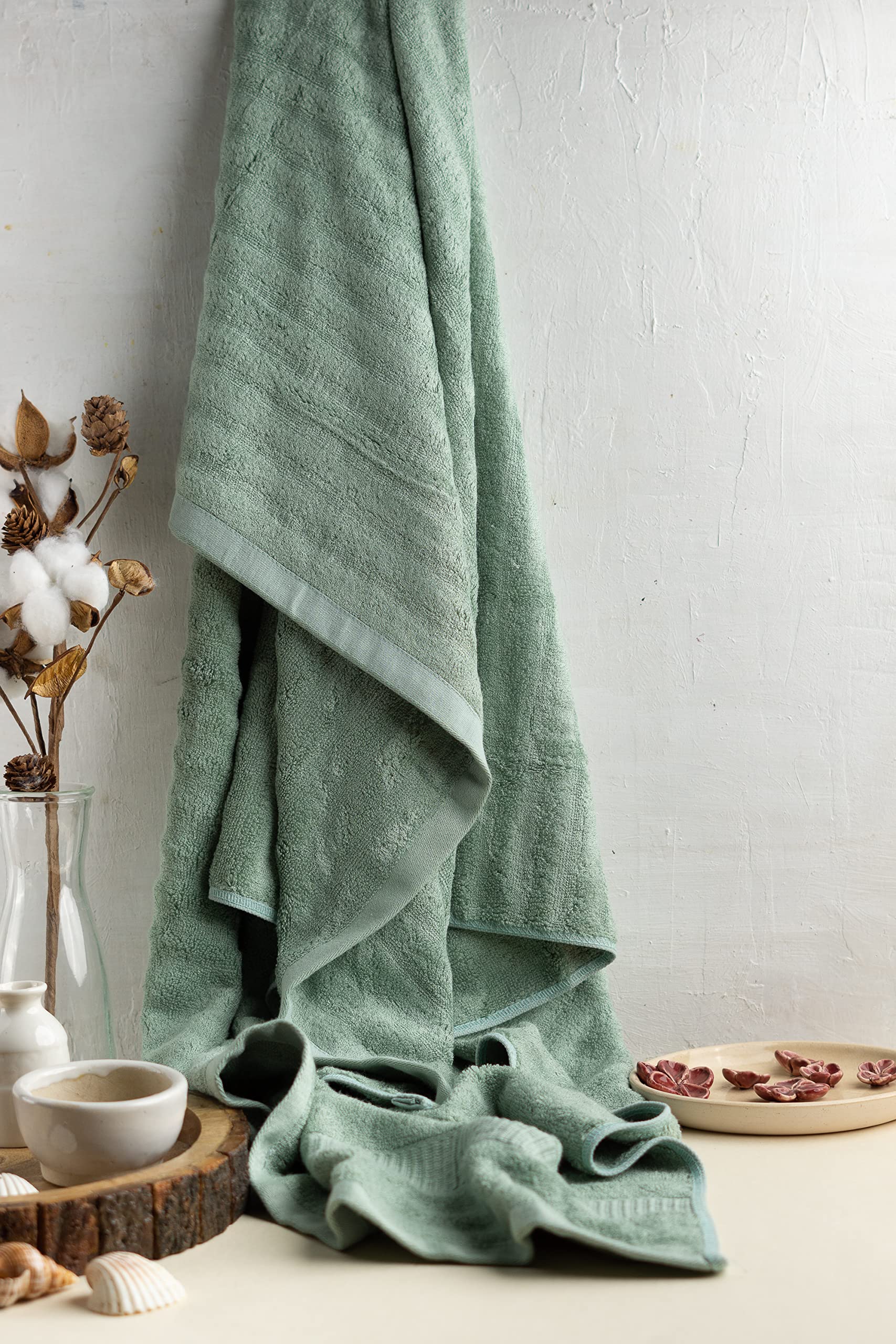 Mush Bamboo Towels for Bath Large Size | 600 GSM Bath Towel for Men & Women | Soft, Highly Absorbent, Quick Dry,and Anti Microbial | 75 X 150 cms (Pack of 1, Olive Green)