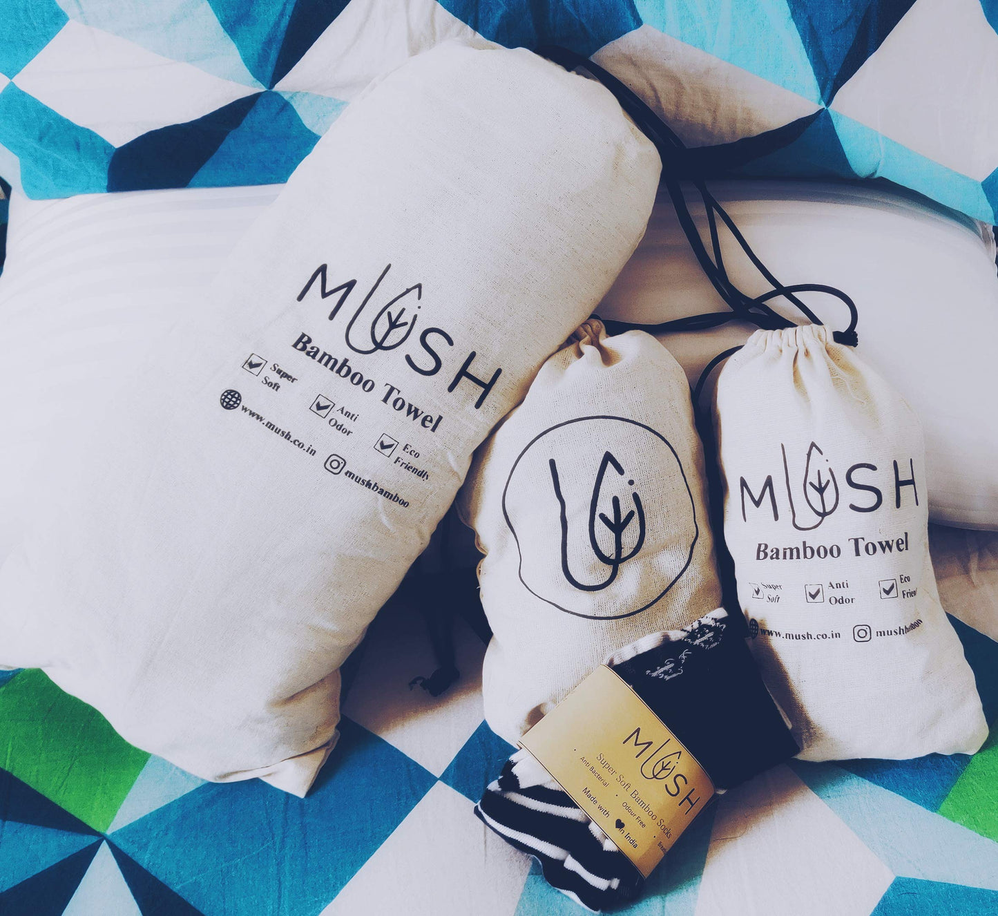Mush Bamboo Towel: Ultra Soft, Absorbent - 600 GSM 6 Piece Couple Set (Cream & Green, 2)