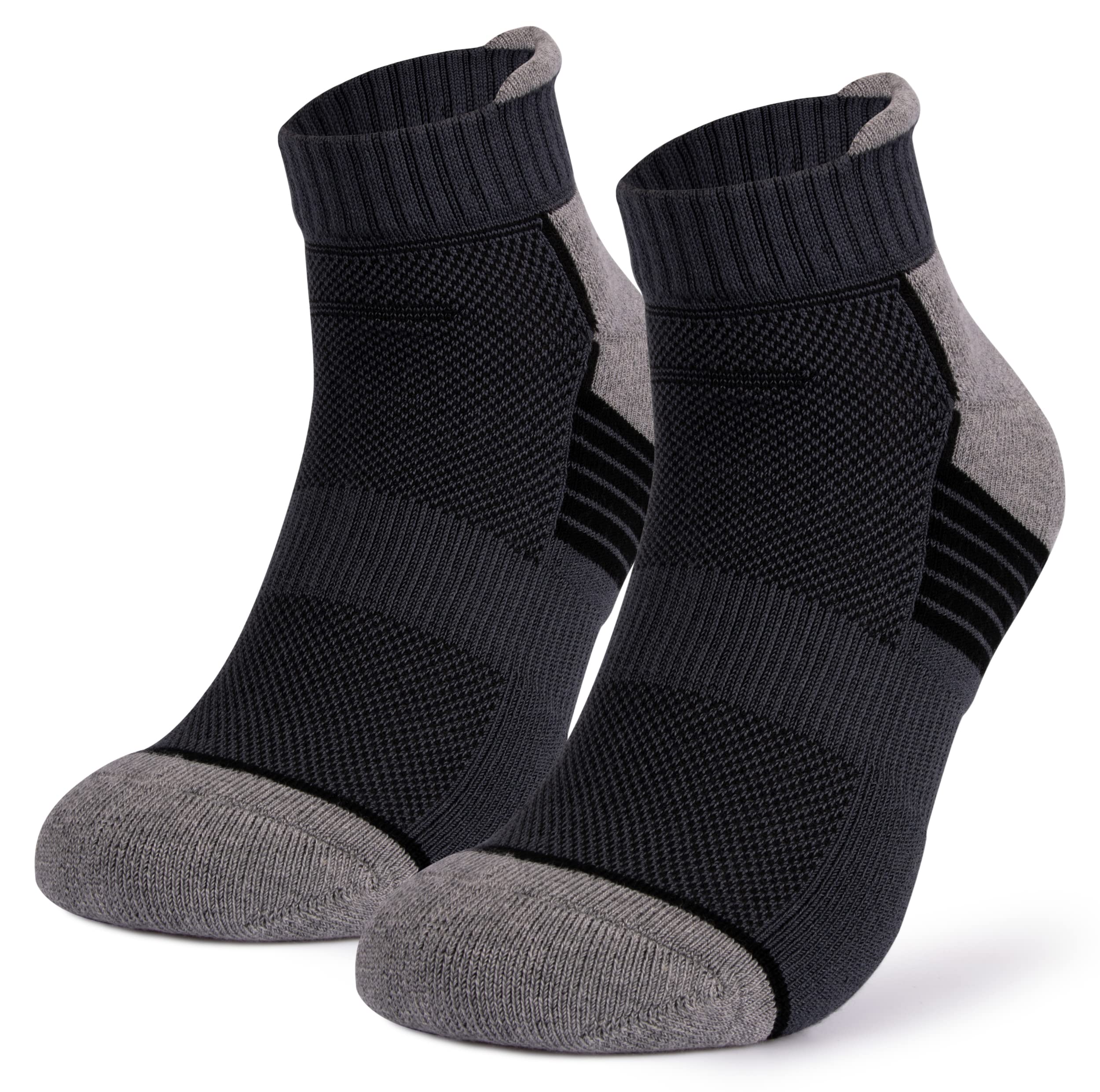 Mush Bamboo Performance Socks for Men || Sports & Casual Wear Ultra Soft, Anti Odor, Breathable Ankle Length Pack of 3 UK Size 6-10 (Black, Dark Grey, Navy Blue & Dark Grey, Navy Blue, Light Grey, 6)
