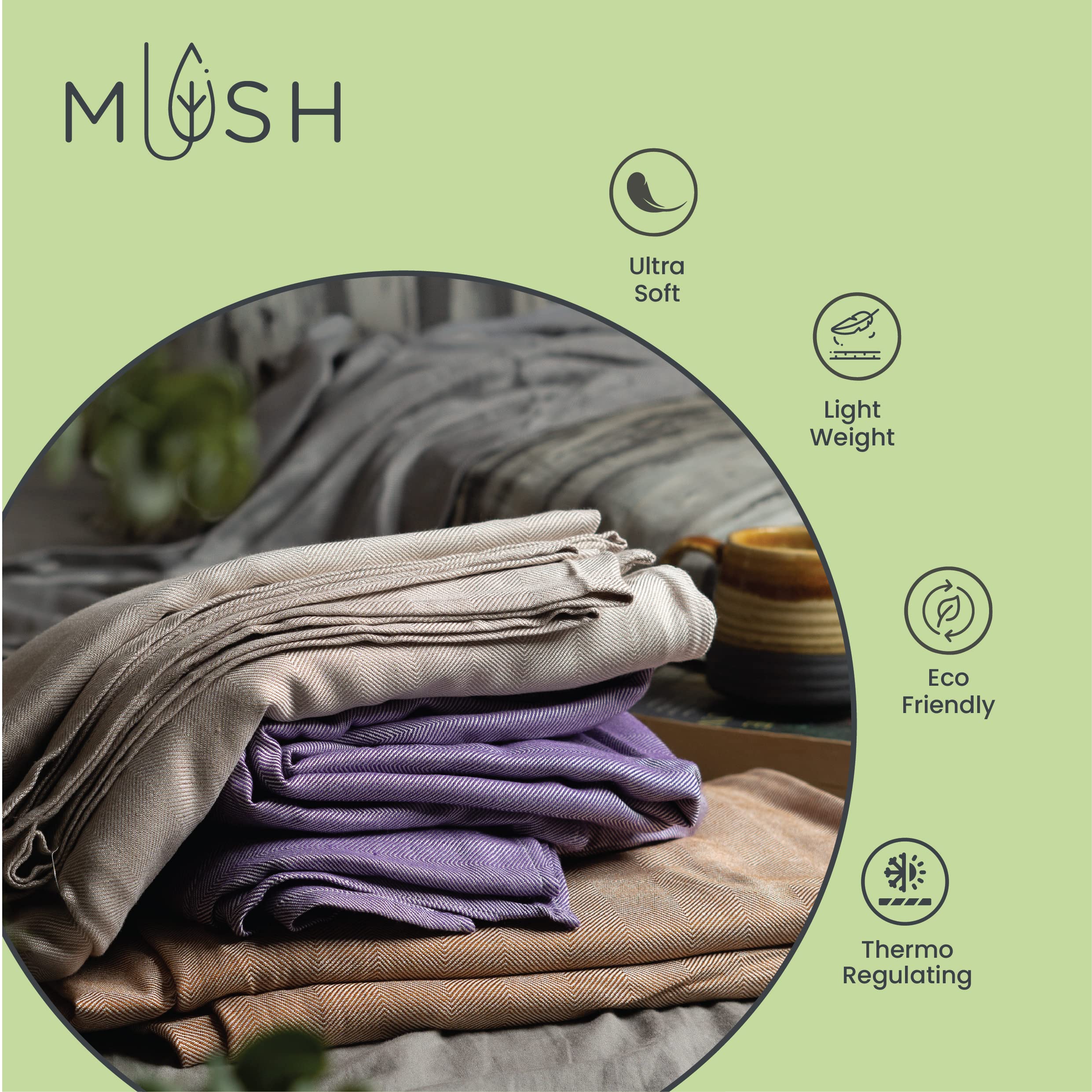 Mush Ultra-Soft, Light Weight & Thermoregulating, All Season 100% Bamboo Blanket & Dohar (Lavender, Large - 5 X 7.5 Ft), Lightweight