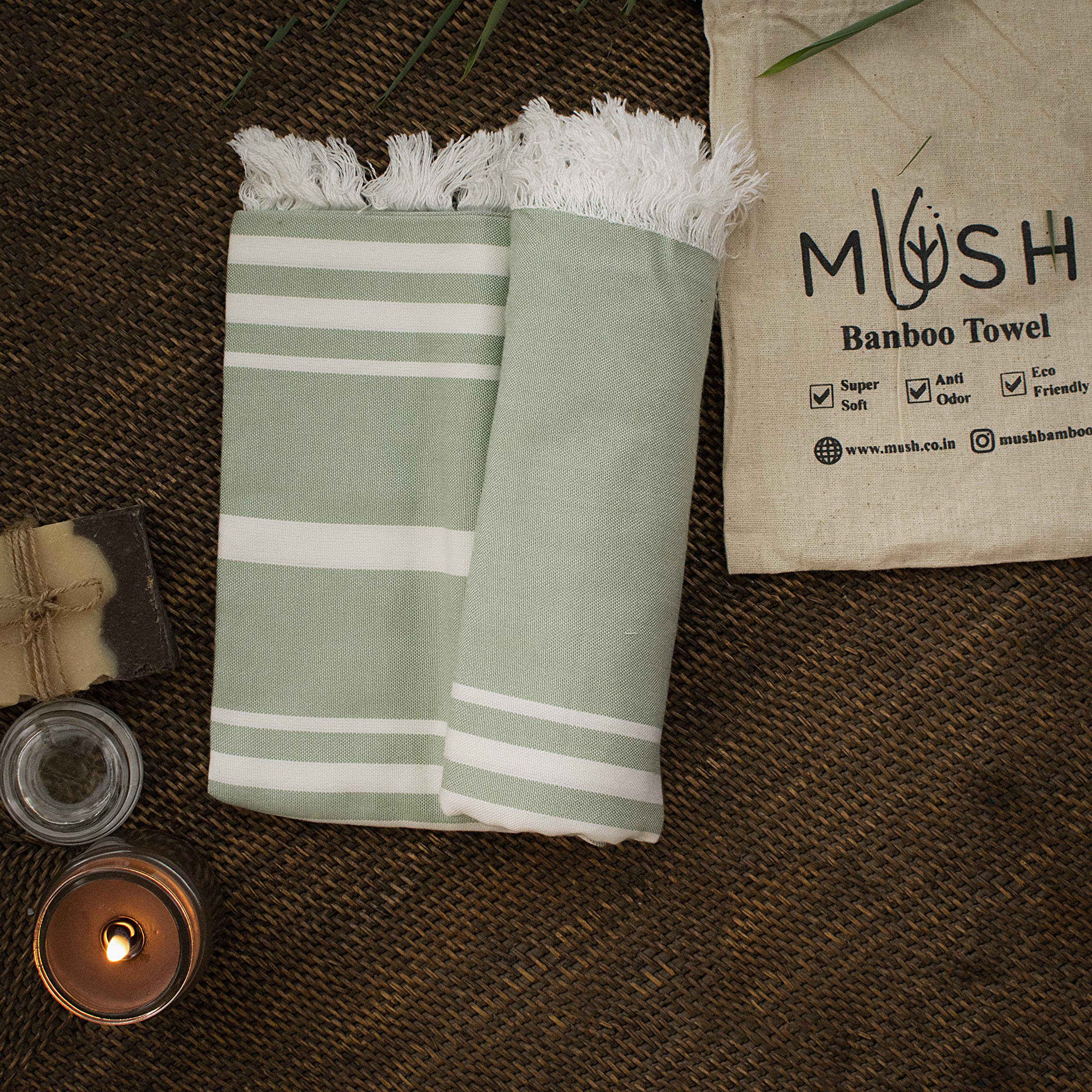 Mush 100% Bamboo Large Bath Towel | Ultra Soft, Absorbent, Light Weight, & Quick Dry Towel for Bath, Travel, Gym, Beach, Pool, and Yoga | 29 x 59 Inches / 75 X 150 cms (Set of 1, Green)