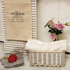 Mush Bamboo Hand Towel Set of 2 | 100% Bamboo | Ultra Soft, Absorbent & Quick Dry Towel for Daily use. Gym, Pool, Travel, Sports and Yoga | 75 X 35 cms | 600 GSM (Cream)