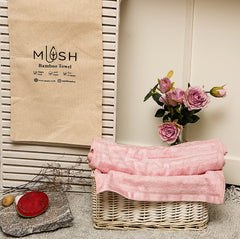 Mush Bamboo Hand Towel Set of 2 | 100% Bamboo | Ultra Soft, Absorbent & Quick Dry Towel for Daily use. Gym, Pool, Travel, Sports and Yoga | 75 X 35 cms | 600 GSM (Pink)